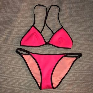 Victoria Secret pink and black bikini set